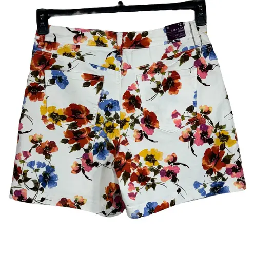Gloria Vanderbilt SZ 12 Amanda Jean Shorts Floral Stretch Zip-Fly Pocket Hi-Rise