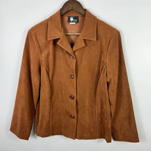 Vtg 90s First Option Jacket Women PL Western Faux Suede Boho Rodeo Cowgirl Brown Size undefined