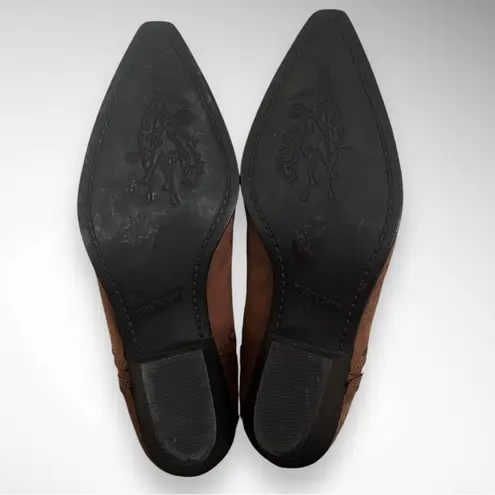 ELLEMENNO Rodeo Women's Brown Leather Western Style Ankle Boots Size 8 | EUC