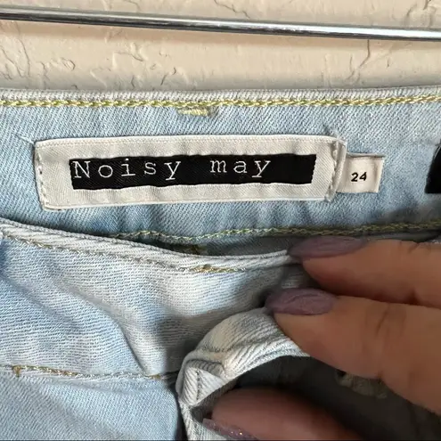 Noisy May Patchwork Distressed Cropped Capri Denim Jeans