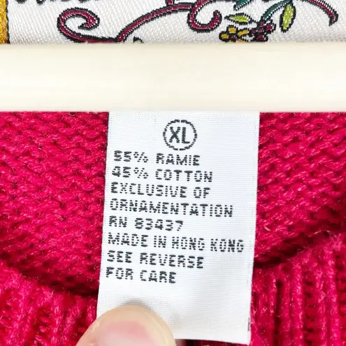 Vintage Women's Red White Blue Embroidered Grannycore Sweater Sz XL Americana