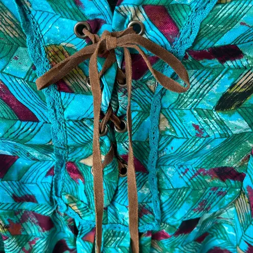 Nine West Vintage America Womens Loose Top XS Dolman Sleeve Oversized Blouse Tribal Flowy