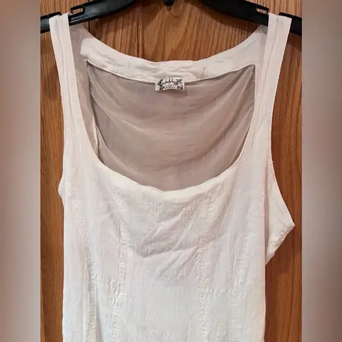 Free People  Intimately She’s A Catch White Bodysuit Mesh Back Tank Top Medium