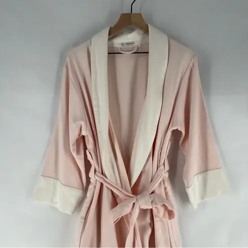 Raeshmi Bamboo Rayon Cotton Blend Soft Luxury Bath Robe Pink White Midi Size S