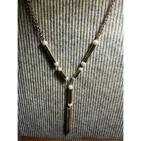 Anthropologie  Takara Tassel Necklace gold and pearl necklace and bracelet set