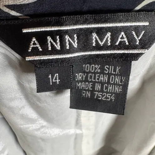 Vintage Ann May100% silk black white French Paris boudoir print skirt size 14