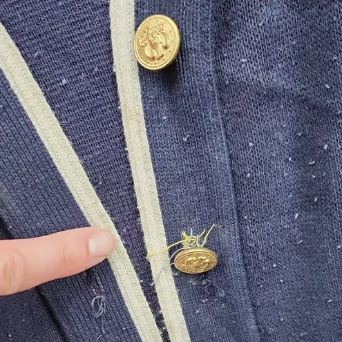 Vintage Bay Point Threads Nautical Button Down Sweater Navy Large Blue