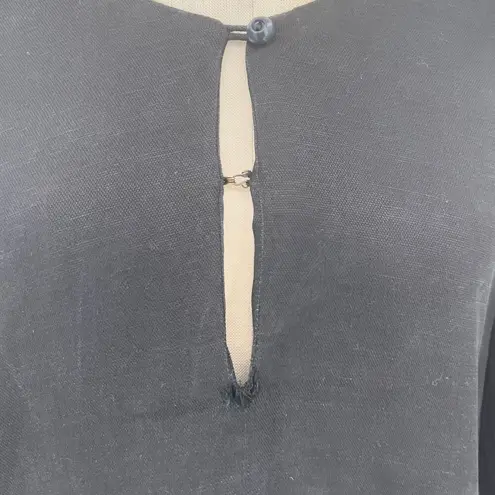 Apiece Apart Mini Shift Dress Balloon Sleeve V-Neck Linen Tencel Black Size 2