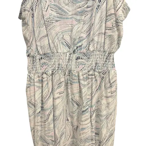 Carve Designs Women's XL Sleeveless Midi Dress White Abstract Tie Waist