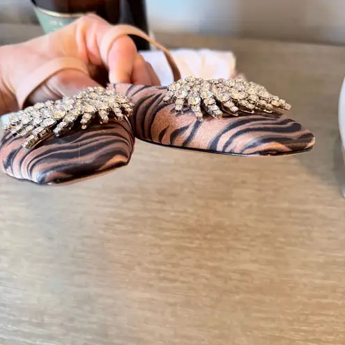 Piferi Drizella Cheetah Crystal Ballerina Slides Size 38 / 7.5 Brown