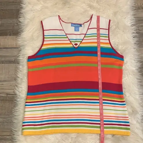 Evan Picone vintage cotton sleeveless sweater tank multi stripe XL