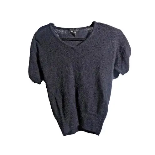 VTG 80s IB Diffusion Silk Angora Rabbit Hair Lambswool Knit Top Flowers Glamor M Black Size M