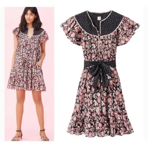 Rebecca Taylor La Vie NWT mixed printed ruffle sleeve dress small