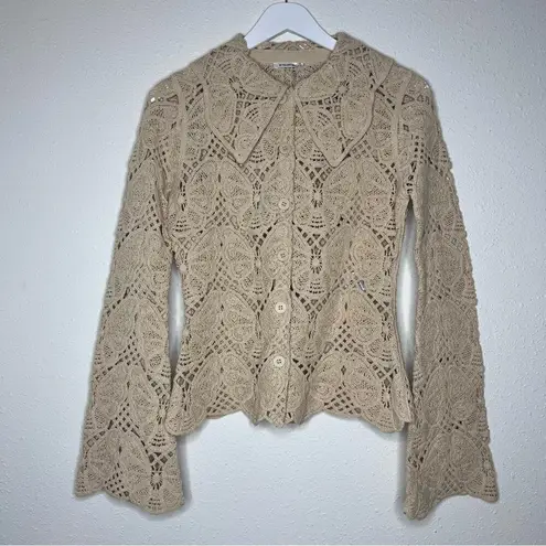 BY MALENE BIRGER Crochet Gwenevere Cardigan Small NWOT Tan
