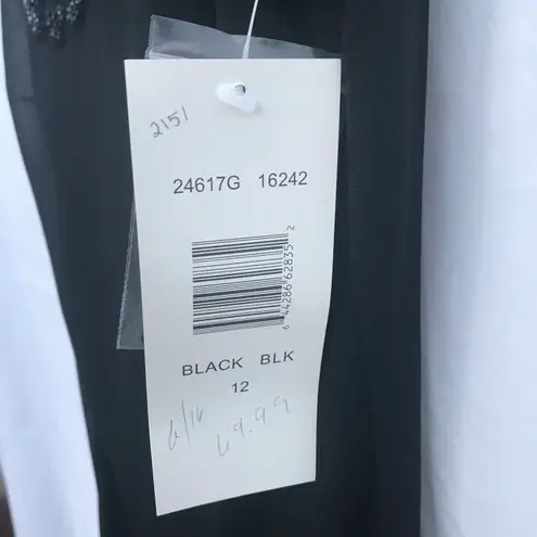 Robbie Bee NWT 12 Little Black Dress Women's Embroidered Floral Elegant Evening