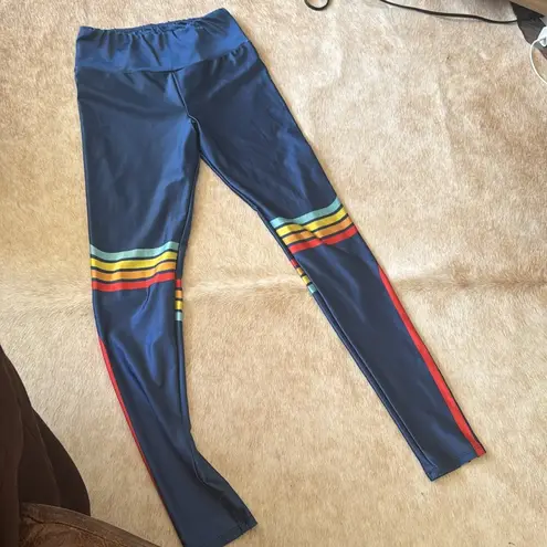 Goldsheep lucky stripe retro Leggings with Rainbow Stripes Blue Size undefined