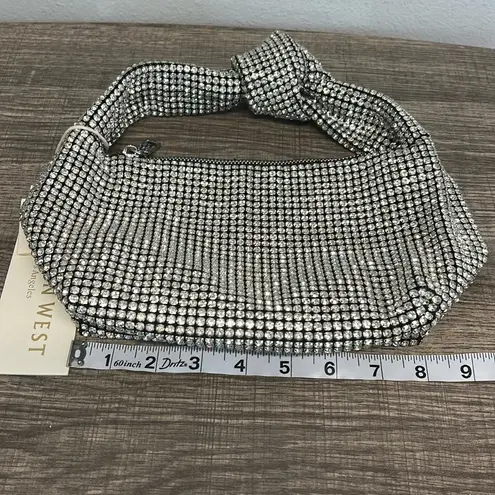 Madison West Silver Rhinestone Embellished Hobo Bag