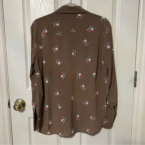 Equipment Button Down Top Shirt 100% Silk Brown Printed Womens Size Small NEW