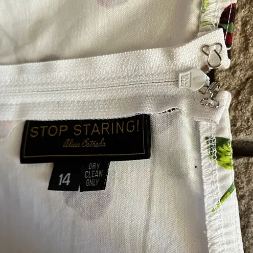 Stop Staring! Retro Pinup Wiggle Dress White Cherry Print 14