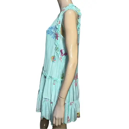 Pranella Women’s Size M Aqua Blue Coral Fish Ginger Baia Print Mini Dress Size M