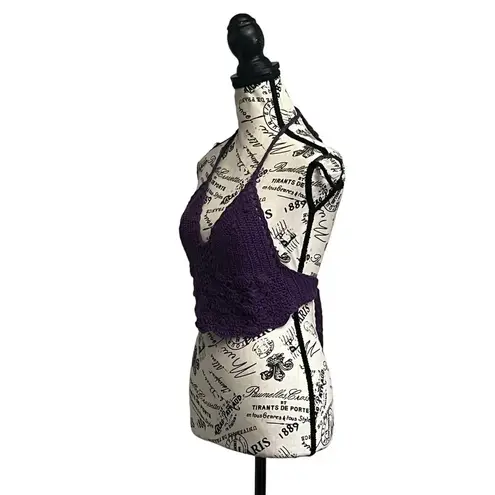 Womens Purple Crochet Handmade Festival Boho Gypsy Outdoor Crop Top One Size