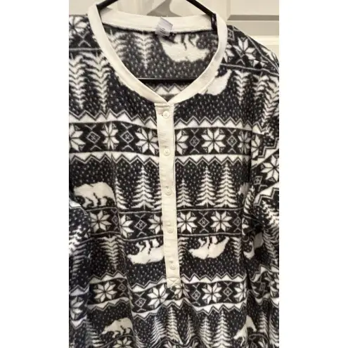 Old Navy  Fleece Pajama Shorts‎ Romper Winter Bear Print Jumpsuit Size XL