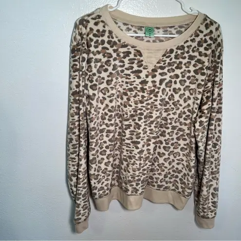 Honeydew Velour Sweatshirt Natural Leopard Tan Size XL