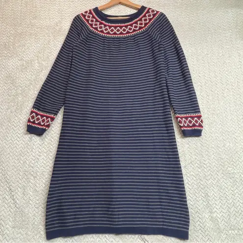 Hanna Andersson Womens Fair Isle Knit Sweater Dress Small Nordic Scandi Style Blue