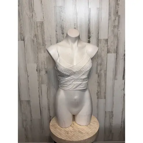 Rebellious One Rebellion White Lace Smocked Crop Top | Boho Spaghetti Strap Bralette Style – Si