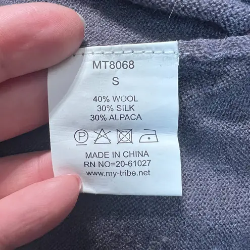 My Tribe Tunic Sweater Womens Small Gray Alpaca Wool Asymmetrical Long Sleeve