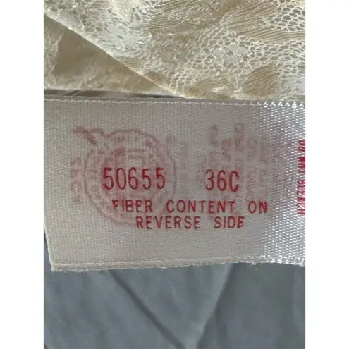 Frederick's of Hollywood VTG Frederick’s of Hollywood 36C Ivory Lace Satin Bustier Lingerie USA Union Tag