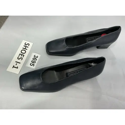 Laura Scott Womans Tiffany 5.5 M Blue Leather Slip On Heel Loafers NWOT