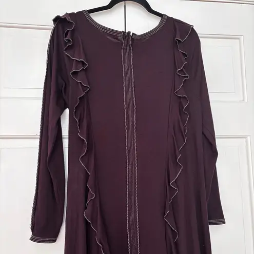 Ulla Johnson Analia Topstitched 100% Organic Wool Midi Dress Size Medium Ruffles