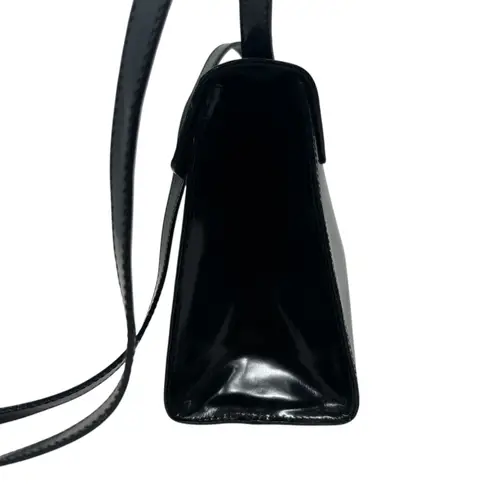 Furla Vintage Shoulder Bag Purse PVC Vinyl Silver Buckle Black