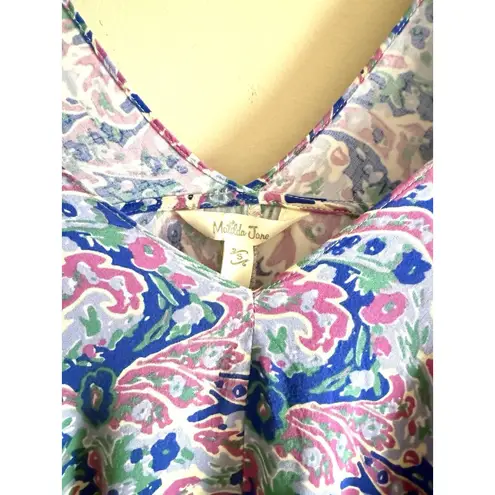 Matilda Jane Adventure Begins In The Maze Top Size Small Floral V Neck Trapeze