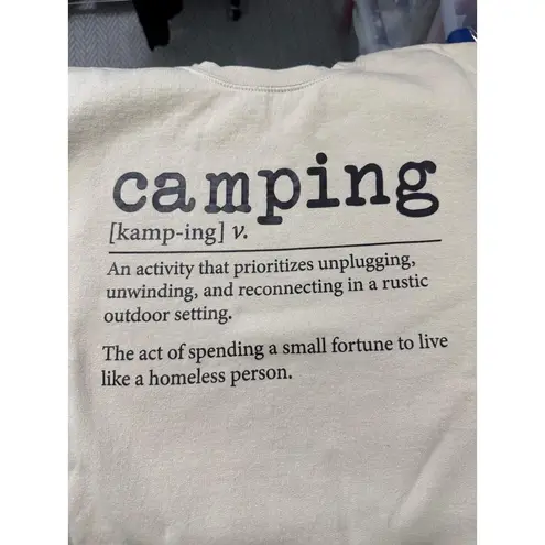 None Beige “Camping” Definition Sweatshirt | Rustic Outdoor Graphic Pullover