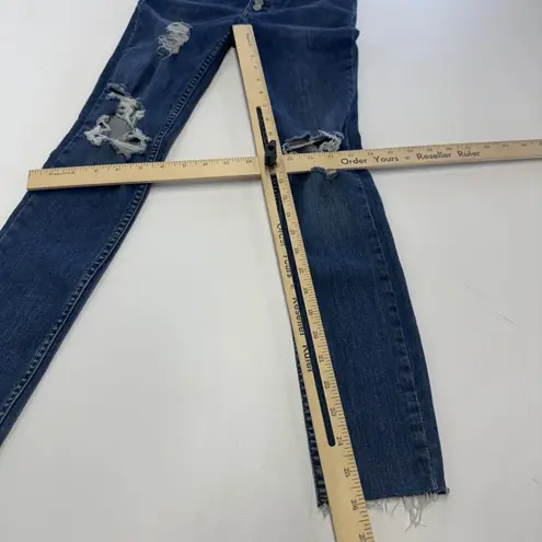 Free People  Jeans Womens 24 Blue Destroyed Reagan High Rise Button Fly‎ Skinny