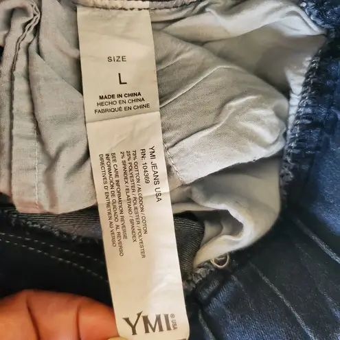 Ymi Jogger size Larger distressed high rise stretch medium dark wash denim