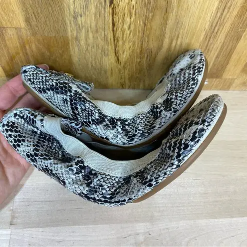 Yosi Samra Leather Snake Print ScLes Foldable Ballet Flat 5 Black