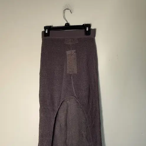 Aya Muse Knit Maxi Skirt brown Sheer Cover Up Slit Party Beach Women's Small