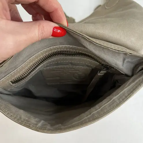 ALLSAINTS Spitalfields Hera Crossbody Bag Leather Distressed Gray Adjustable