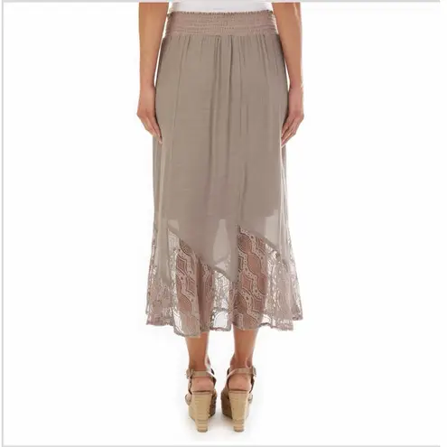 Apt. 9  Grey Sheer Gauze Lace Trim Pull On Skirt Size Large