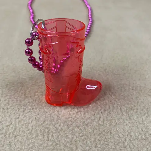 Pink Cowboy Boot Charm Necklace Fun Fiesta Party Accessory Plastic Shot Glass