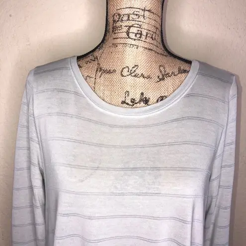 Michael Stars Long Sleeve Light Gray Striped Shirt with Tuxedo Tails Size M