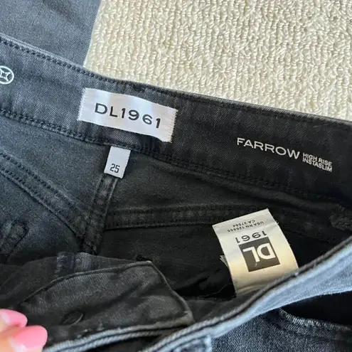 DL1961 FARROW HIGH RISE INSTASLIM MAGMA JEANS SKINNY ANKLE WOMENS SIZE 25 BLACK