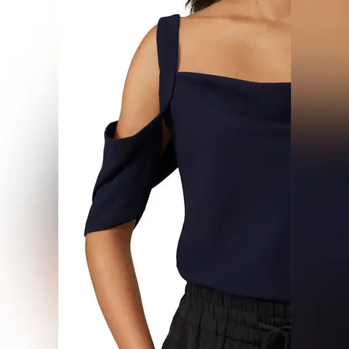 Jason Wu Collective Chic Navy Cold Shoulder Blouse Top Feminine Size 2 XS