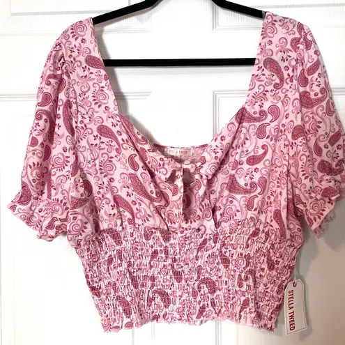 Stella Tweed NWT Pink Paisley Crop Top