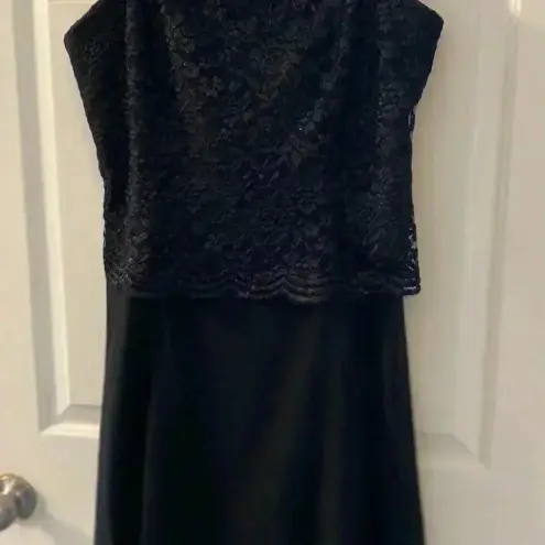 Black wedding dress‎ with lace bodice and chiffon skirt and straps Size XL