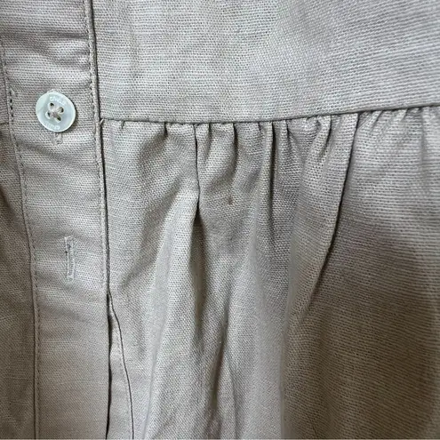 STAUD Elio Off Shoulder Linen Blend Tiered Dress Beige / Khaki / Tan