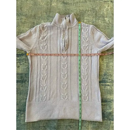 IZOD Lavender High Neck Cable Knit 1/4 Zip Sweater Medium
